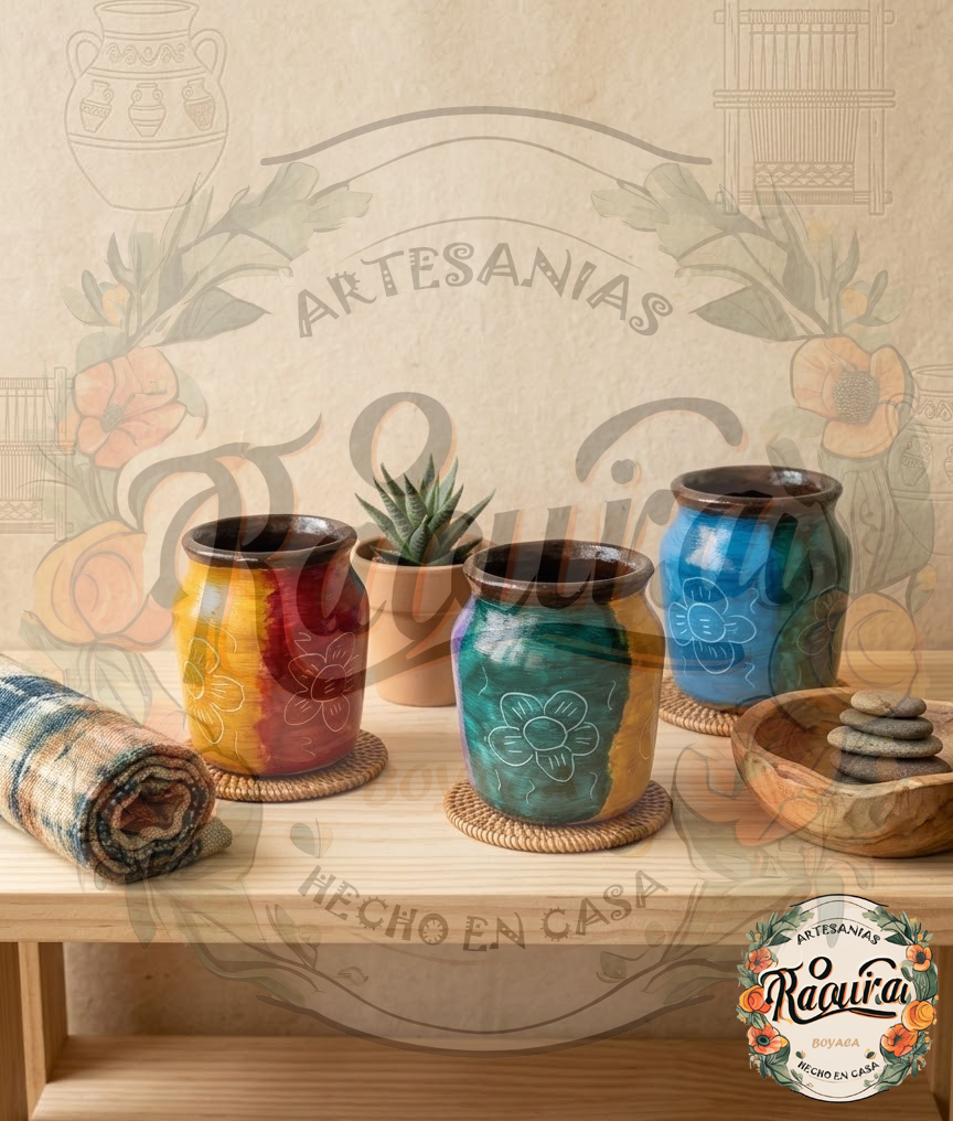 Vaso cántaro barro natural colores