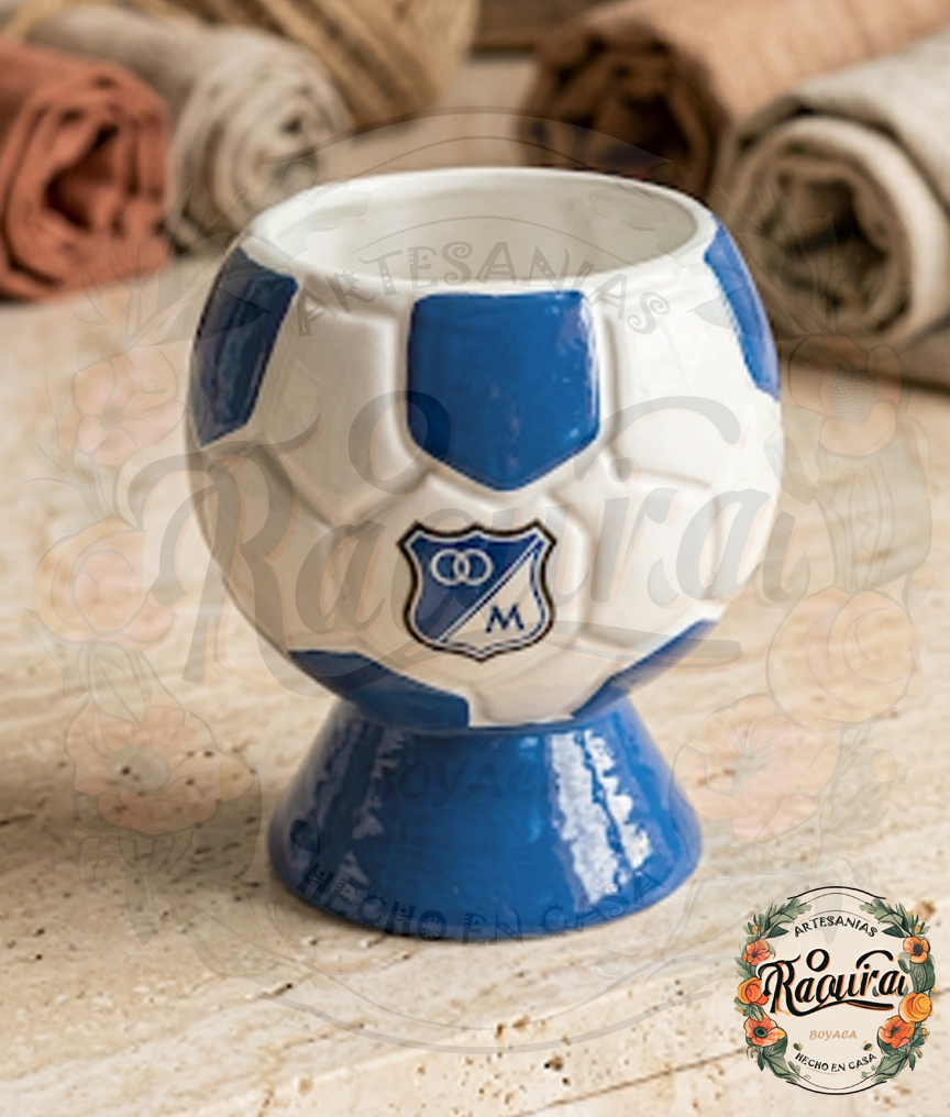 Matera Balón Millonarios Cerámica Artesanal Hecho A Mano