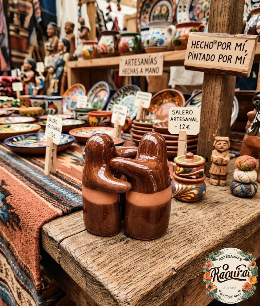 Juego De Salero Y Pimentero Artesanal "Abrazo"