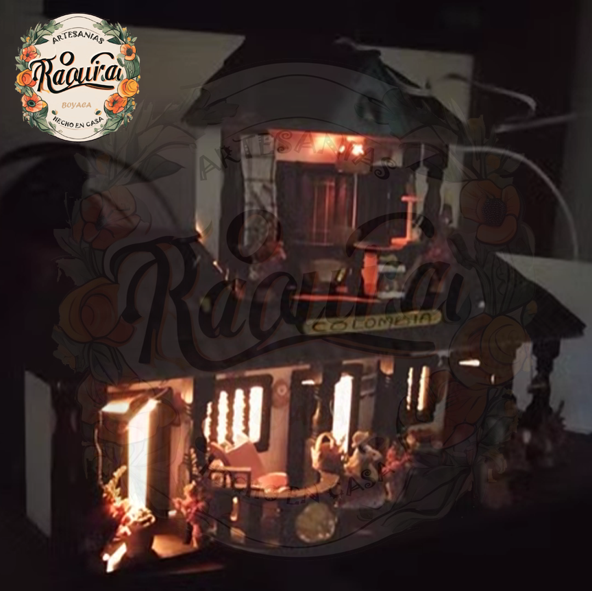 Balcón Casa Campesina Artesanal Con Iluminación Interna