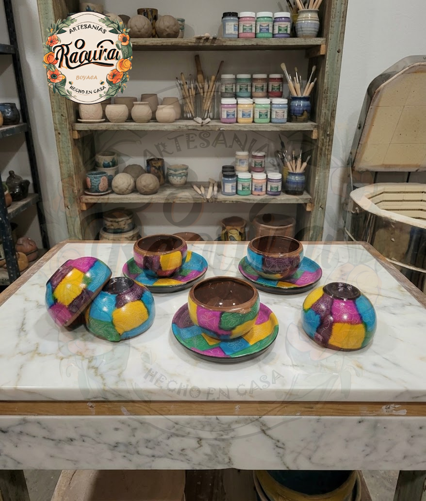 Cazuelas De Cerámica Artesanal Para Migao Pintadas A Mano